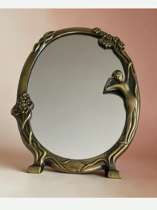 Other - Vintage Art Nouveau Easel “Lady By The Lake” Table Mirror